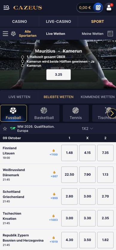 Sportwetten in Cazeus-Casino