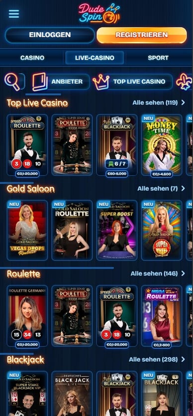 Dudespin Live Casino