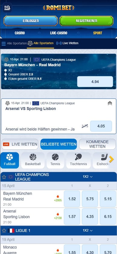 Sport im Romibet 1 Casino