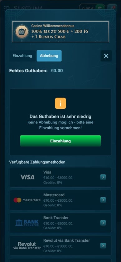 Auszahlungsmethoden in Casino Auszahlung Slotuna 1