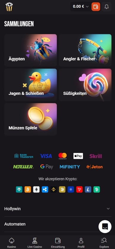 Kollektionen im HollyWin-Casino