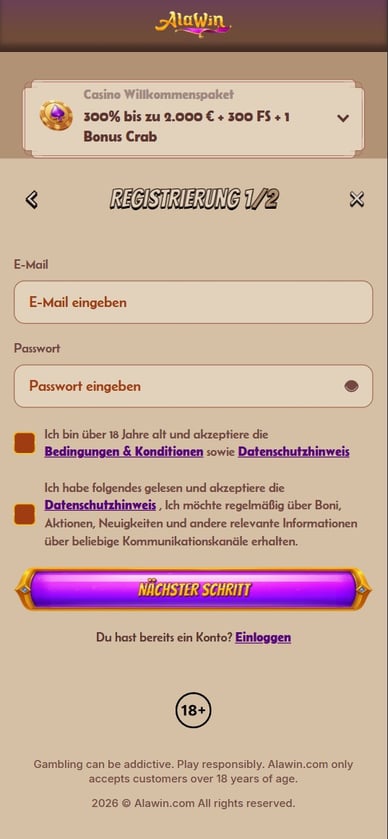 Casino Konto Erstellen Alawin Casino Registrierung