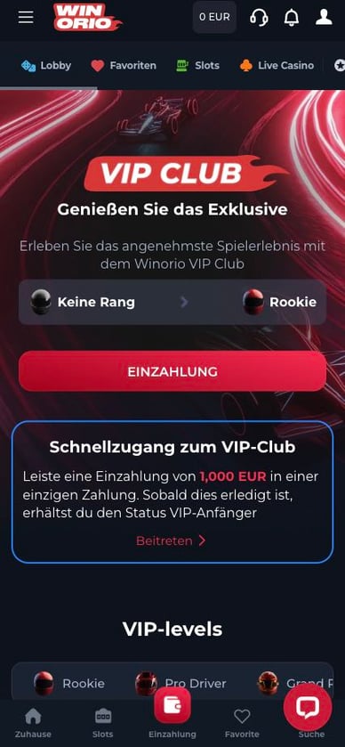 VIP-Programme Online Casino Winorio VIP Casino