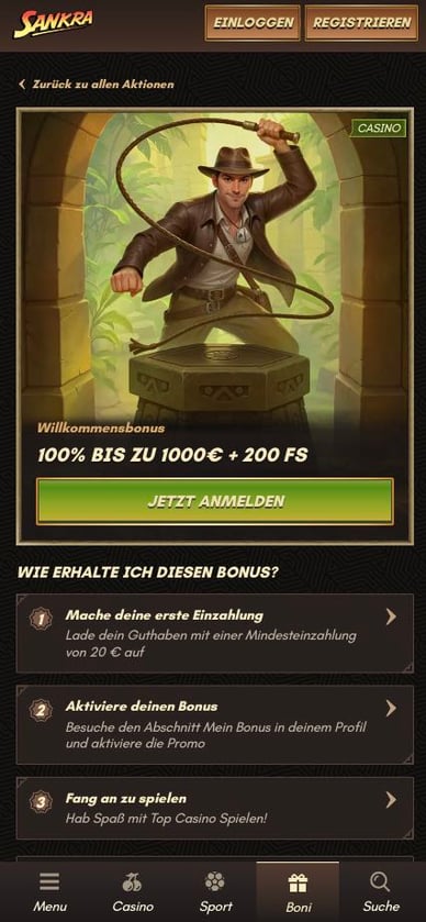 Willkommensbonus Sankra Online Casino 