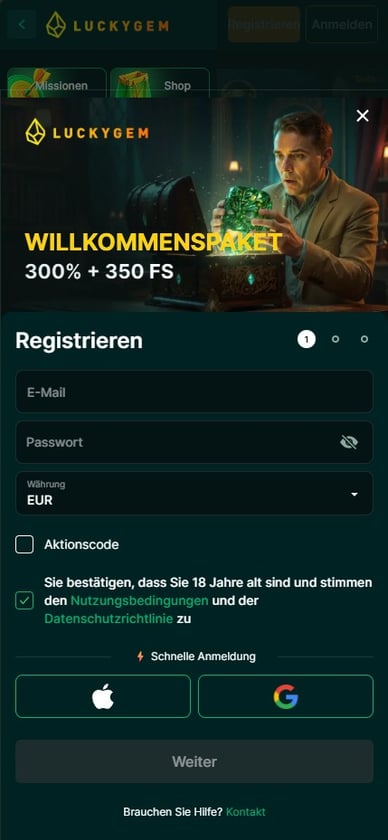 Casino Registrierung Luckygem Casino Anmeldung