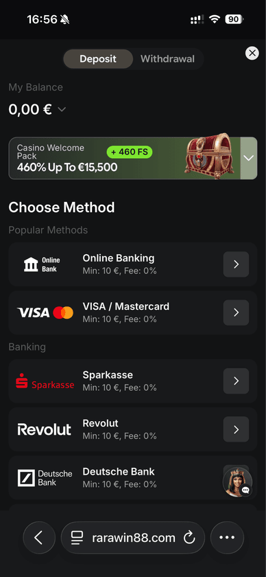 Einzahlung im Casino Einzahlung im Online Casino RaraWin