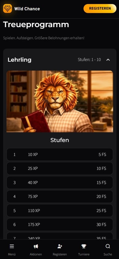 Treueprogramm im Casino Treueprogramm im Online Casino im Wild Chance