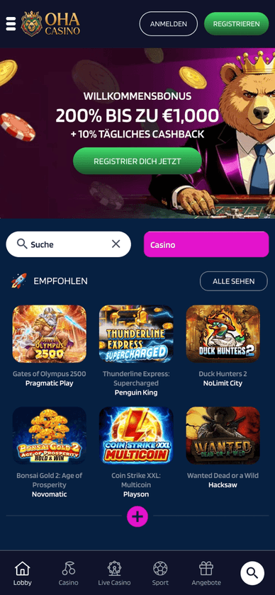 Das OHA Casino auf mobilen Geräten OHA Casino auf Smartphone und Tablet