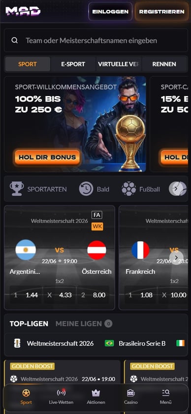 Sportwetten in Casino Mad Casino Detushland Sportwettenbereich