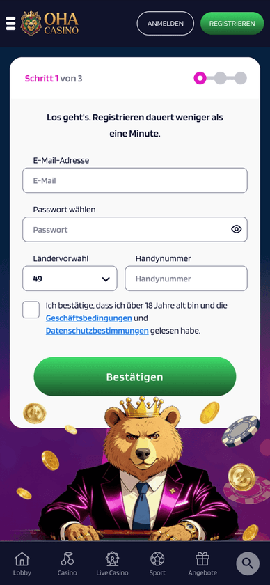 So funktioniert der OHA Casino Login Anmeldung und Kontoerstellung beim OHA Casino