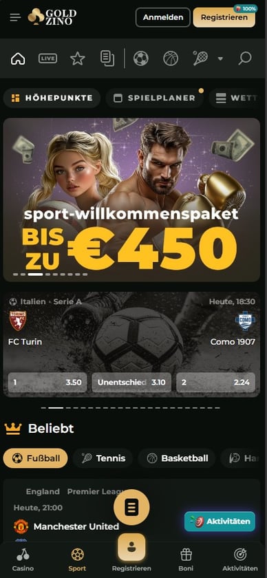 Sportwetten-Sektion Casino Sportwetten in Online Casino Goldzino