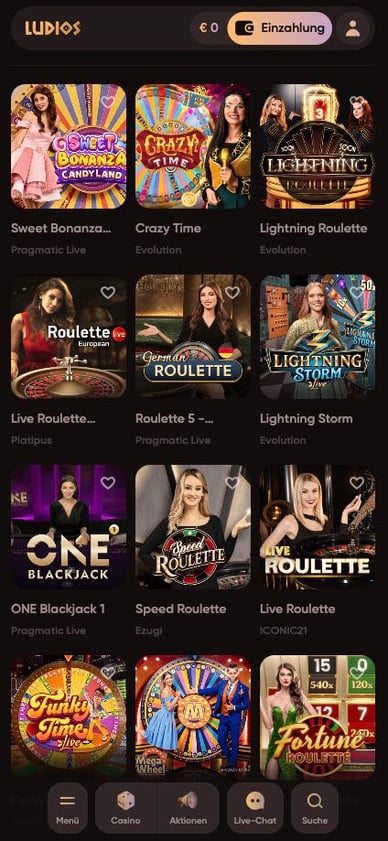 Live-Bereich im Casino Ludiosio Live Casino