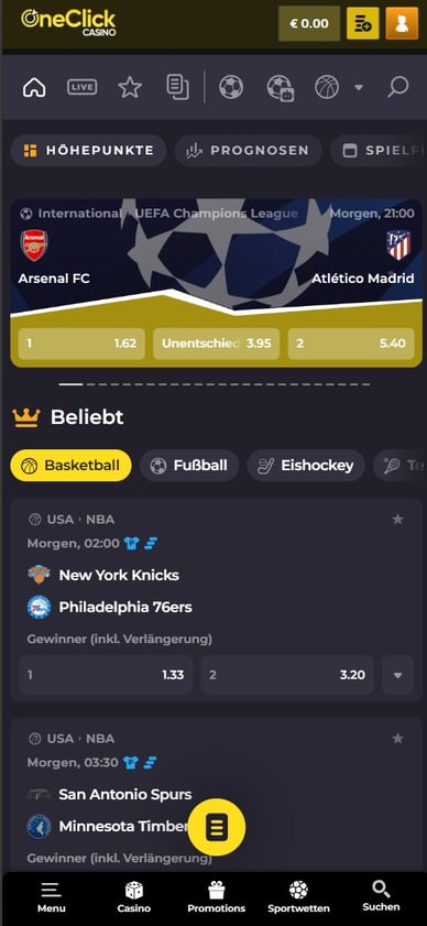 Sport im One Click Casino DE