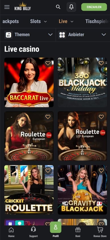 King Billy Live Casino