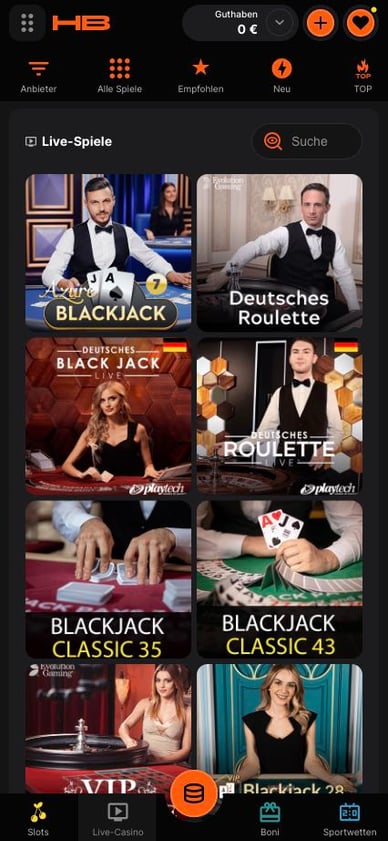 Casino mit echten Dealern Hertzbetz Live-Casino