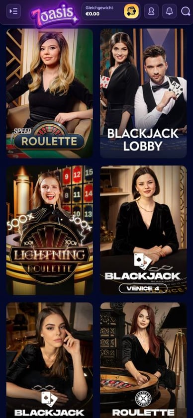 Casino mit Live-Dealer 7oasis Live Casino