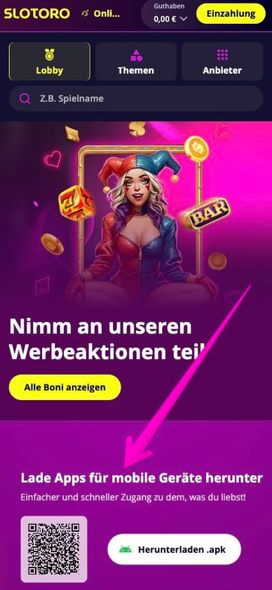 Casino Mobile Version und App Slotoro Casino App