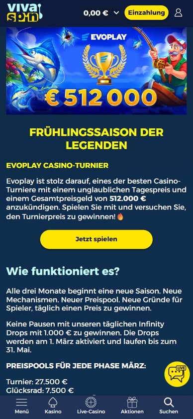 Casino mit Turnierbereich Turniere im Viva Spin Casino