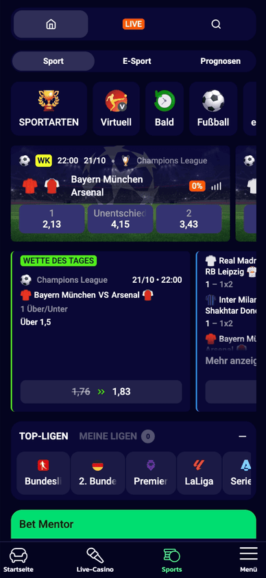 Das Sportwetten-Angebot von WildWinz Auswahl an Sportwetten und Wettmärkten bei WildWinz