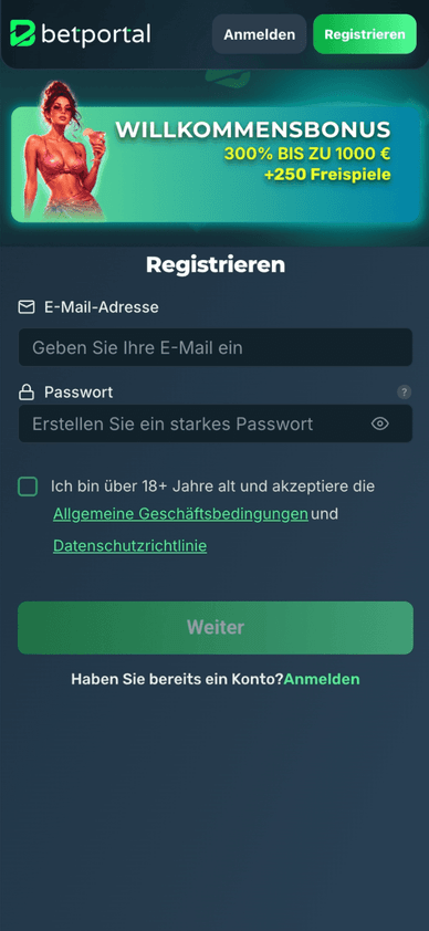 So funktioniert der BetPortal Casino Login Anmeldung und Kontoerstellung im BetPortal Casino