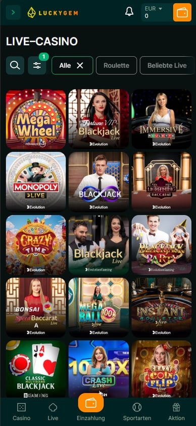 Casino mit Live Dealer Luckygem Live Casino