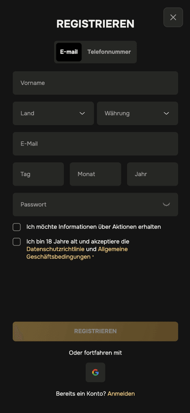 So funktioniert der Golden Ring Login Anmeldung und Kontoerstellung im Golden Ring Casino