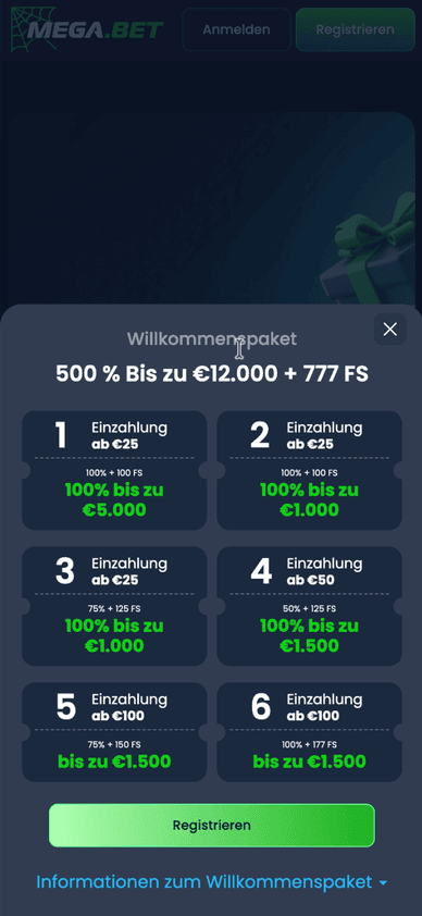 Das Mega.bet Willkommenspaket im Überblick Bonuspaket für neue Spieler bei Mega.bet