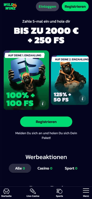 Das WildWinz Willkommenspaket im Überblick Bonuspaket für neue Spieler bei WildWinz