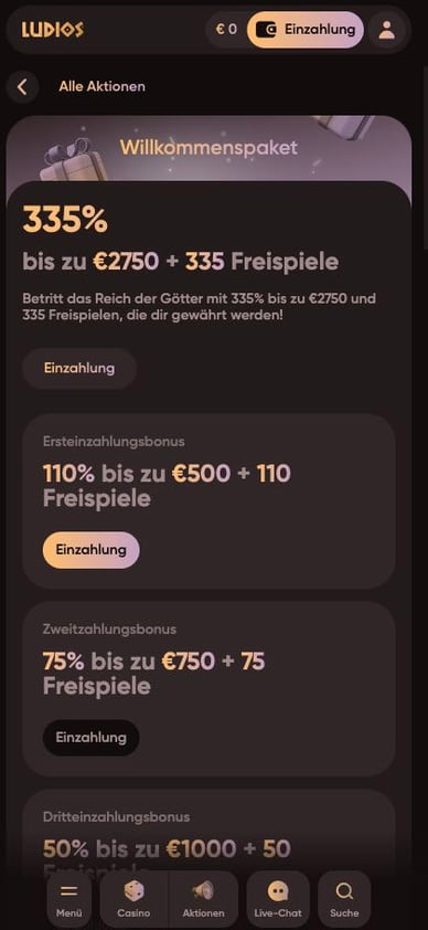 Willkommensbonus im Casino Willkommenspaket Ludios io Casino DE