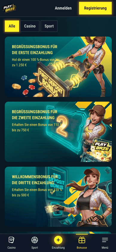 Das Playbaze Willkommenspaket im Überblick Bonuspaket für neue Spieler bei Playbaze