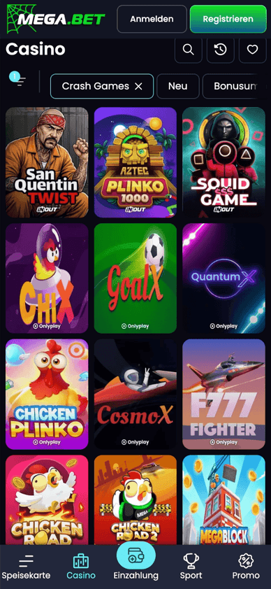 Die Crash Spiele von Mega.bet Auswahl an schnellen Crash Games bei Mega.bet