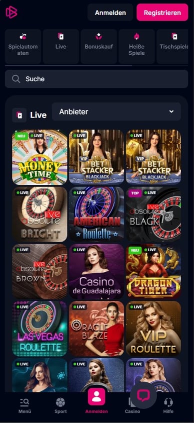Casino mit Live Dealer Betsio Live Casino