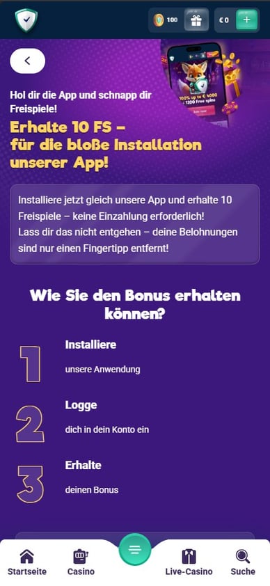 Boni App in Casino App Boni in Safecasino DE