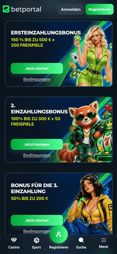 Das BetPortal Willkommenspaket im Überblick Bonuspaket für neue Spieler bei BetPortal