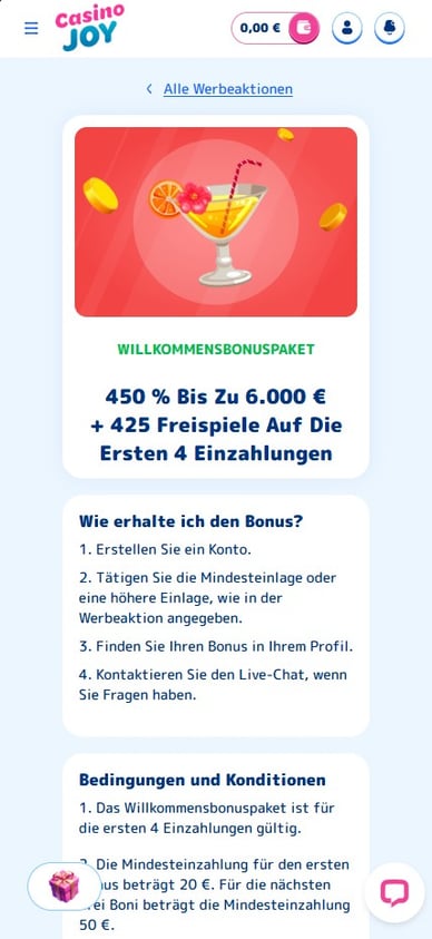 Willkommensbonus Casinojoy Online