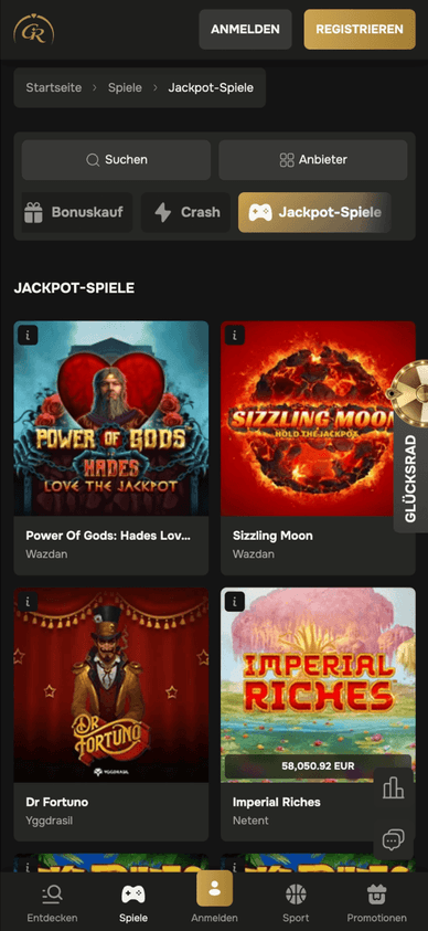 Die Jackpot-Spiele des Golden Ring Casinos Auswahl an Jackpot-Slots bei Golden Ring