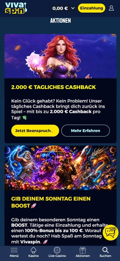 Boni im Casino Bonuses im VivaSpin Online Casino
