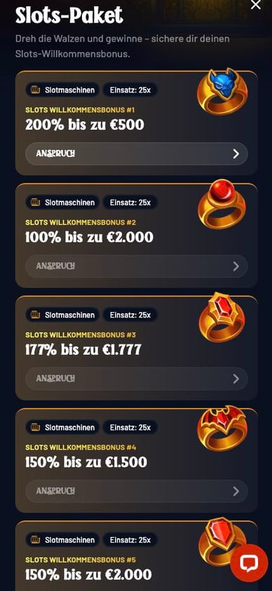 Willkommensbonus Casino Willkommensbonuspaket von Casino Dracula