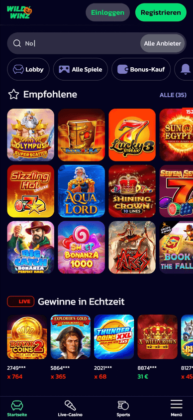 Das Spieleangebot des WildWinz Casinos Auswahl an Online-Glücksspielen bei WildWinz