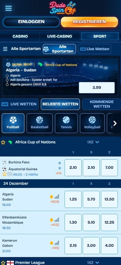 Dudespin 1 Sportwetten