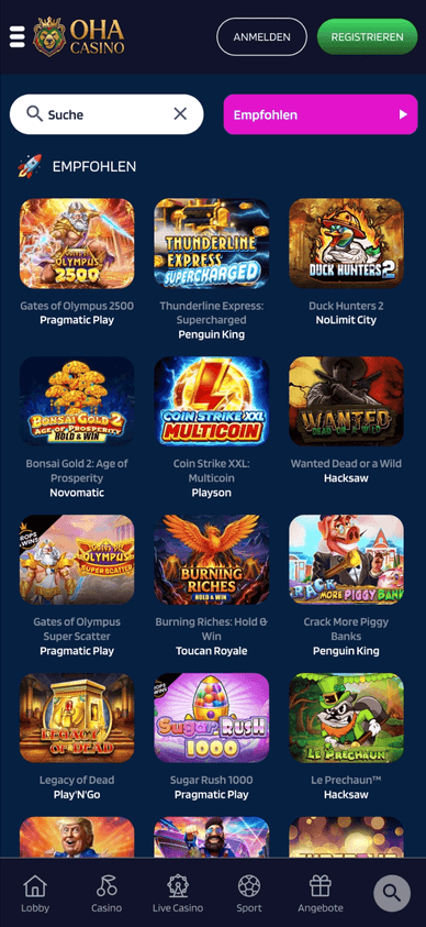 Die Spielautomaten des OHA Casinos Auswahl an Online-Slots im OHA Casino