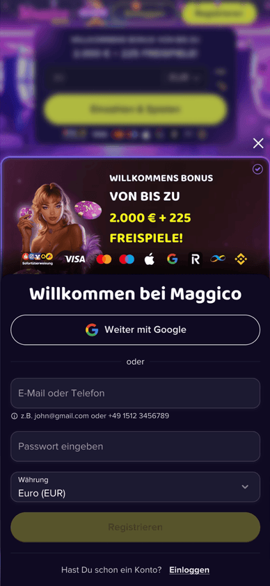 So funktioniert der Maggico Casino Login Anmeldung und Kontoerstellung beim Maggico Casino