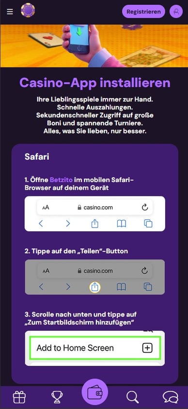 Mobile Version des Casino Mobile Version des Betzito Casino Online
