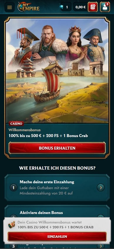 Willkommenbonus MyEmpire Online Casino
