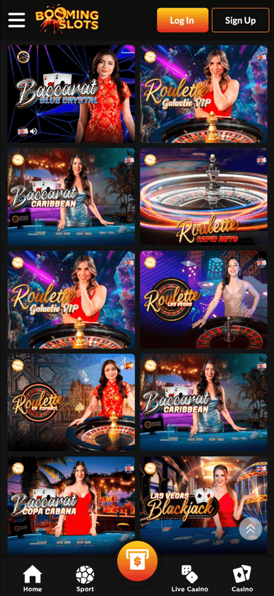 Das Live-Casino von Booming Slots Live-Casinospiele mit echten Dealern bei Booming Slots