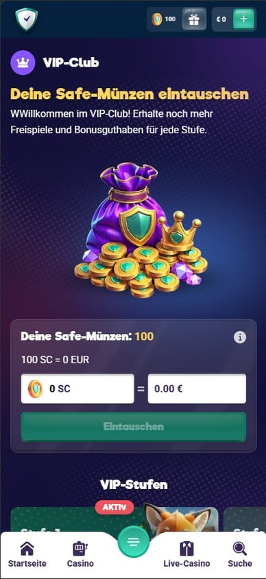 Casino VIP Club VIP-Programm im Safe Casino