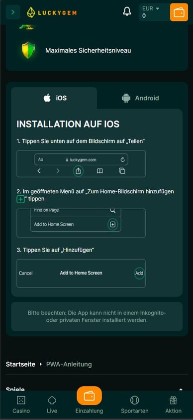 Mobil App Casino Lucky Gem App
