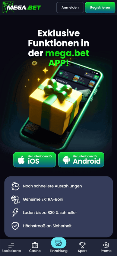Die mobile Version von Mega.bet Mega.bet Casino auf Smartphone und Tablet
