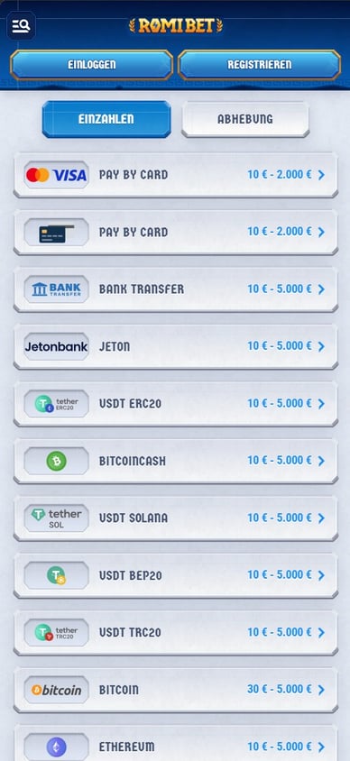 Einzahlung RomiBet Casino Online 