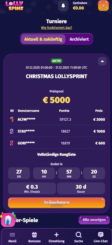 Turniere Online Casino Turniere im Casino Lolly Spins